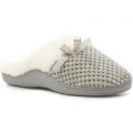 Womens Grey Bobble Closed Mule Sipper with Bow