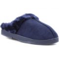 Dr Keller Womens Navy Faux Fur Trim Mule Slipper