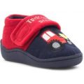 Tractor Kids Red and Navy Touch Fasten Slipper