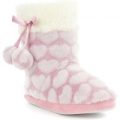 Girls Pink Heart Print Bootie Slipper