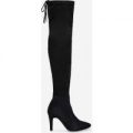 Sia Over The Knee Long Boot In Black Faux Suede, Black