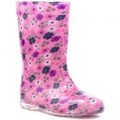 Girls Pink Floral Welly