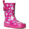 Wellygogs Girls Pink Butterfly Welly