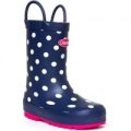 Chipmunks Girls Navy And Pink Pull On Welly
