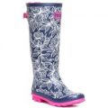 Freestep Womens Blue Patterned Wellington Boot
