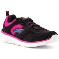 Skechers Girls Black and Pink Lace Up Trainer