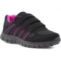 Lilley Womens Black Triple Touch Fasten Trainer