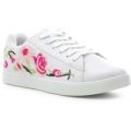 Mercury Womens White Embroidered Lace Up Trainer