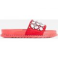 Effie Diamante Detail In Rubber Slider In Red Faux Suede, Red