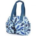Blue Feather Print Handbag