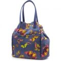 Navy Butterfly Print Handbag