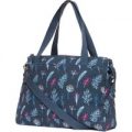 Blue Feather Pattern Handbag