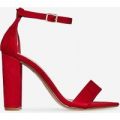 Maria Barely There Block Heel In Red Faux Suede, Red