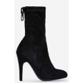 Uri Lace Up Ankle Boot In Black Faux Suede, Black