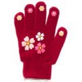 Kids Red Flower One Size Thermal Gripper Glove