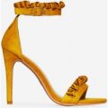 Florence Frill Detail Heel In Yellow Faux Suede, Yellow