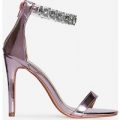 Kiki Gem Embellished Perspex Heel In Metallic Pink Patent, Pink