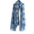 Lilley Blue Large Daisy Print Scarf