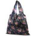 Black Floral Foldaway Shopping Bag