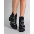 Aloud Lace Up Ankle Boots Patent, Black