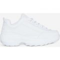 James Chunky Trainer In White Faux Leather, White