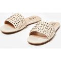 Adella Pearl Slider In Nude Faux Leather, Nude