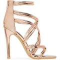 Adriana Strappy Heel In Rose Gold Faux Leather, Rose Gold