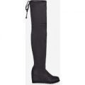 Trace Thigh High Long Boot In Grey Faux Suede, Grey