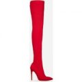 Alabama Pointed Toe Long Boot In Red Lycra, Red