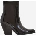 Alba Western Ankle Boot In Black Patent, Black