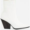 Alba Western Ankle Boot In White Patent, White
