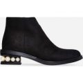 Madeline Ankle Boot In Black Faux Suede, Black