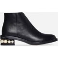 Madeline Ankle Boot In Black Faux Leather, Black