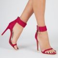 Alexandra Pull Ring Barely There Heel In Fuchsia Faux Suede, Pink