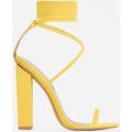 Alexi Lace Up Block Heel In Yellow Faux Suede, Yellow