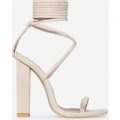 Alexi Lace Up Block Heel In Nude Faux Suede, Nude