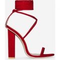Alexi Lace Up Block Heel In Red Faux Suede, Red