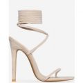 Ali Lace Up Heel In Nude Faux Suede, Nude