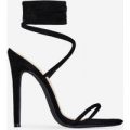Ally Lace Up In Heel Black Faux Suede, Black