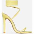 Ali Lace Up Heel In Lemon Yellow Faux Suede, Yellow