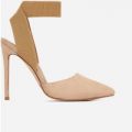 Alina Elasticated Court Heel In Nude Faux Suede, Nude