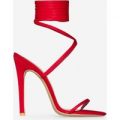 Ali Lace Up Heel In Red Lycra, Red