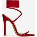 Ali Lace Up Heel In Red Faux Suede, Red