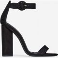 Alison Barely There Block Heel In Black Faux Suede, Black