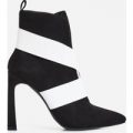 Alison White Elasticated Cross Over Ankle Boot In Black Faux Suede, Black