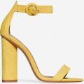 Alison Barely There Block Heel In Mustard Faux Suede, Yellow