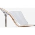 Allure Perspex Peep Toe Mule In Nude Faux Suede, Nude