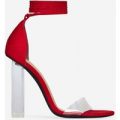 Anabella Lace Up Perspex Heel In Red Faux Suede, Red