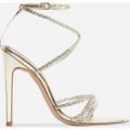 Angela Plaited Pointed Heel In Gold Patent, Gold