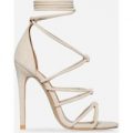Antonia Knotted Lace Up Heel In Nude Faux Suede, Nude